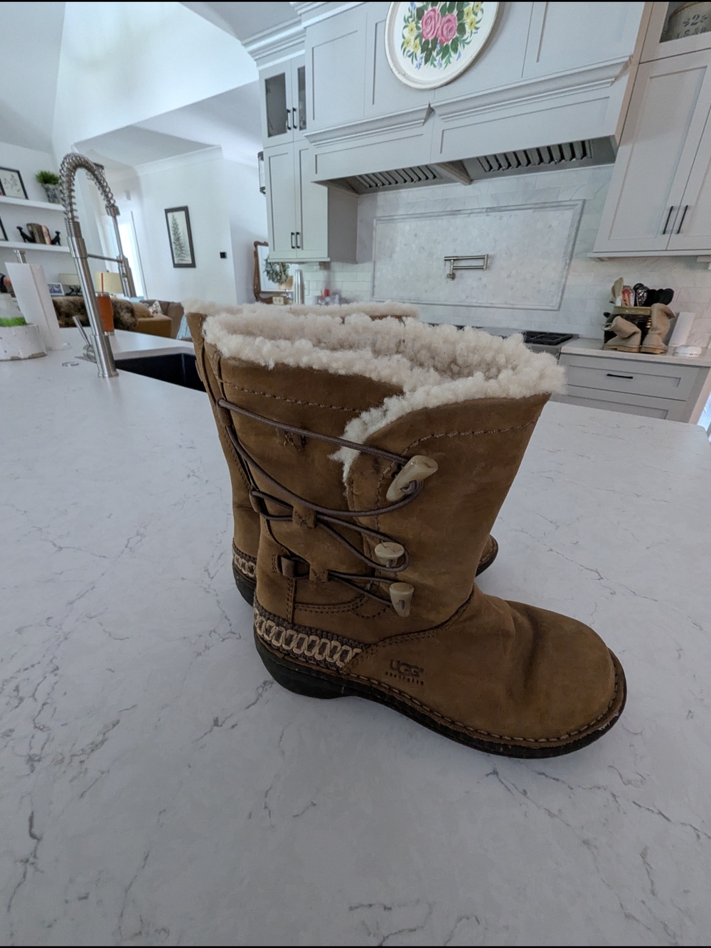 UGG Chestnut Suede Shearling Mid-Calf Boots
